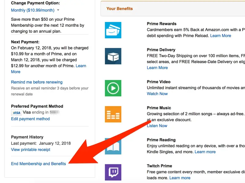 cancel amazon prime membership 